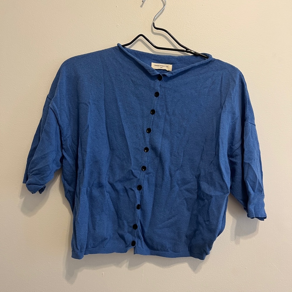 Blue Lightweight Knit Cardigan Sweater from James Street co
